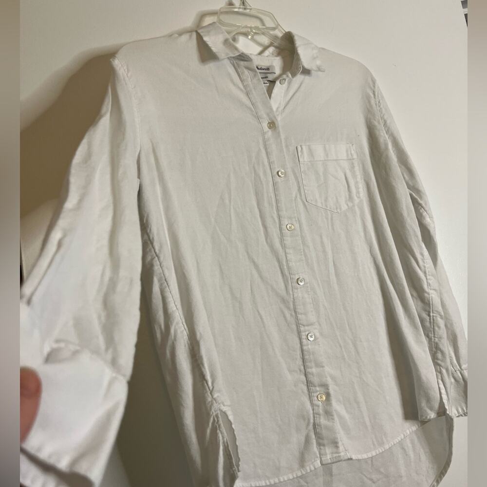 Madewell Signature Poplin Oversized White Long Sleeve Button Down Top - Picture 3 of 6
